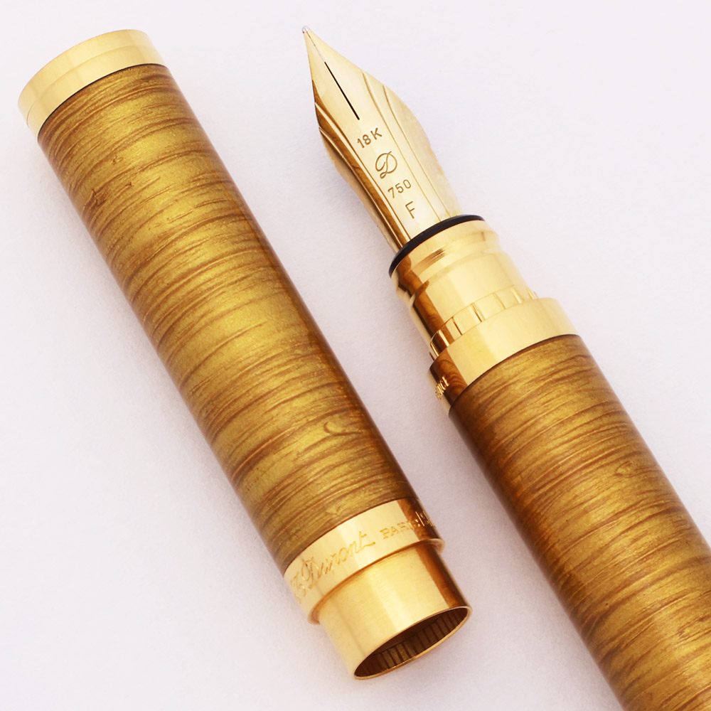 S T Dupont Lady Mascara Fountain Pen (1980s) - Amber Silk Shantung
